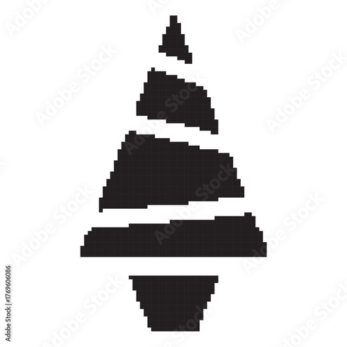 christmas tree pixel icon, 8-bit. Vector illustration on a white background.