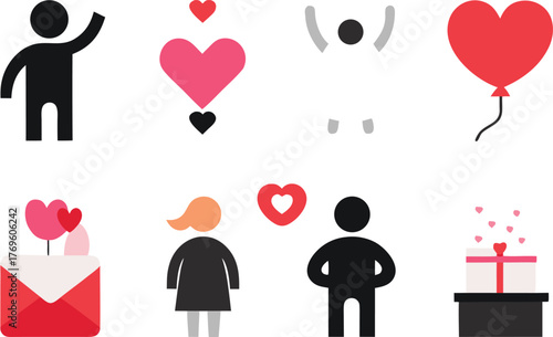Affectionate couple vector graphics bundle clean scalable icons for romance and love