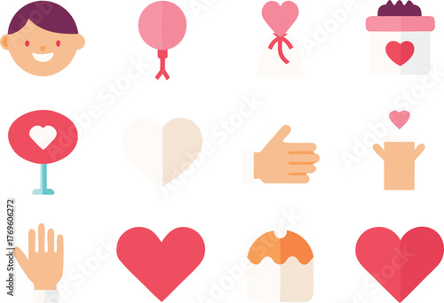 Vector icon set 20 love gestures emotions symbols romantic relationship elements