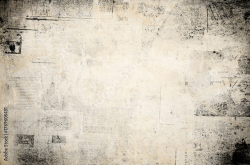 Vintage newspaper collage texture with aged paper and grunge stains