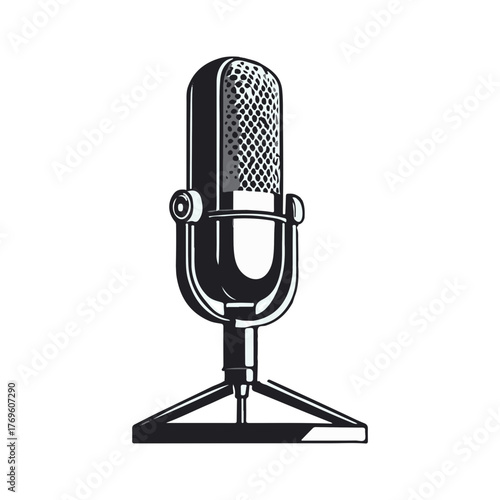 Vintage microphone retro style isolated on transparent background