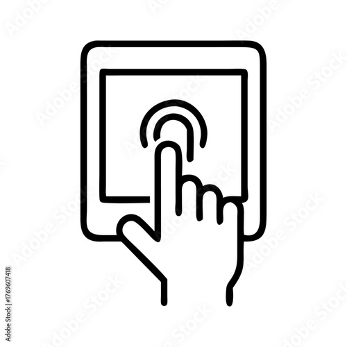Elegant hand touching screen for modern interface or app interaction, simple design for technology and user experience, ideal for UI/UX projects