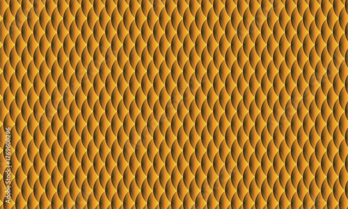 Closeup of a honeycomb pattern with golden hexagonal cells filling the frame