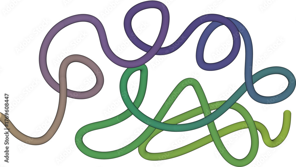 Obraz premium Tangled Rope Illustration of Creative Chaos and Intertwined Concepts Showing Complexity and Abstract Visuals for Design Projects