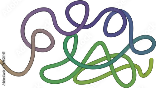 Tangled Rope Illustration of Creative Chaos and Intertwined Concepts Showing Complexity and Abstract Visuals for Design Projects