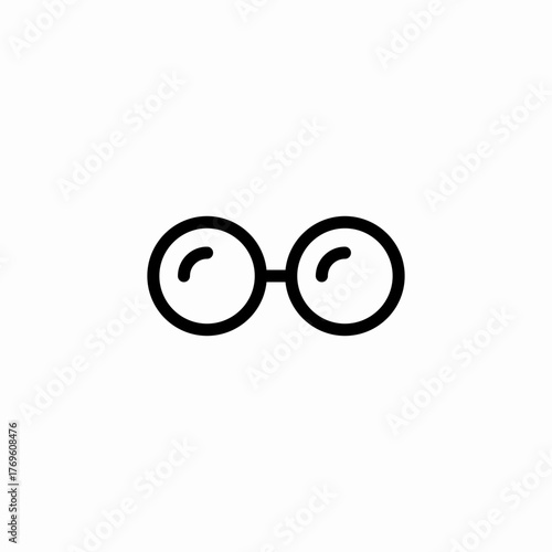 round rimmed eye glasses icon sign vector