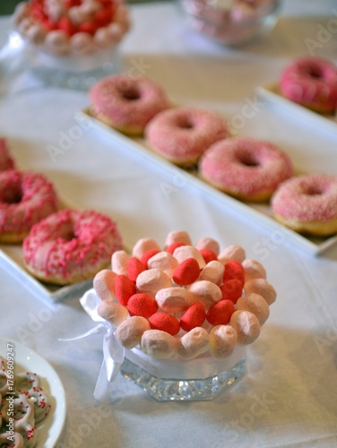 baby girl birthday decorated table , sweet food theme