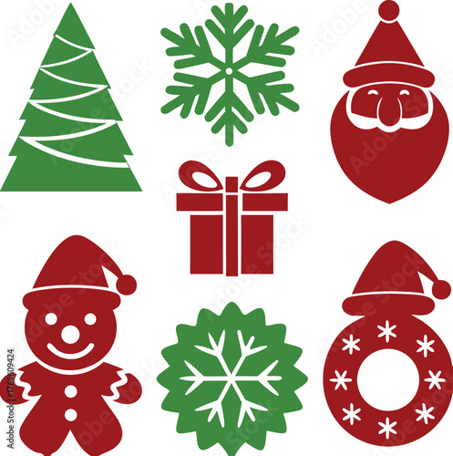  Stylish Christmas Icon Set – Six Festive Vector Illustrations