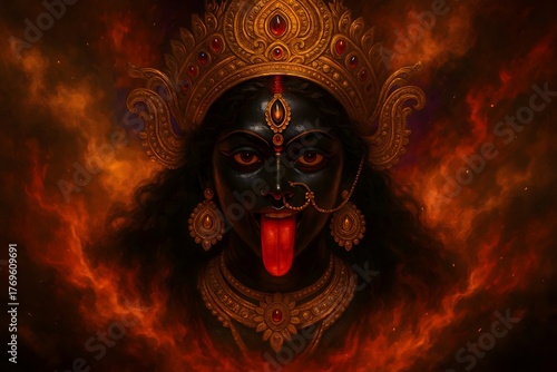 Goddess maa Kali face, Hindu festival Kali puja is a famous religious festival