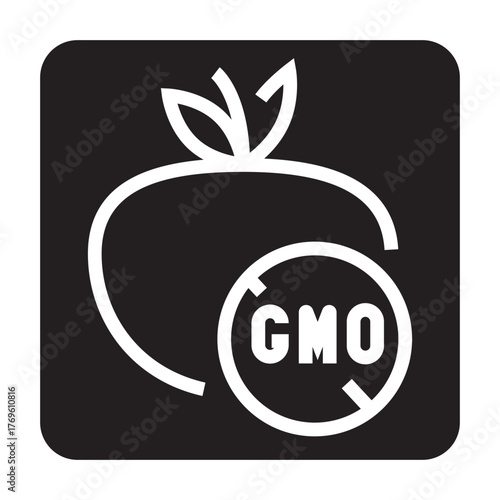 GMO free product black line icon for digital and print projects.  Minimal clean icons for apps and websites.