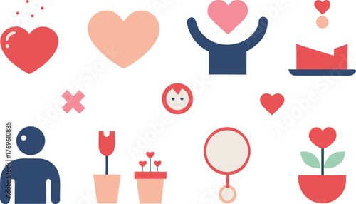 Minimalist clean vector bundle of 20 couple affection illustrations scalable eps icons