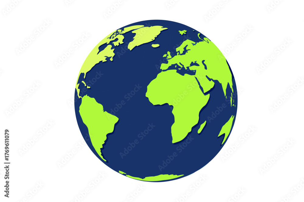 Fototapeta premium Vibrant green and blue earth globe showing continents and oceans, perfect for global business or environmental themes