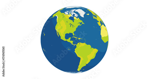 Vibrant stylized Earth globe showing North and South America continents with clear landmasses and oceans