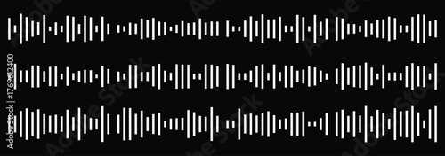 Continuous thin line sound wave icon. One line art audio symbol, single outline soundwave. A set of vector audio sound wave icons, illustrating music wave forms, voice signals, or digital equalizer pa