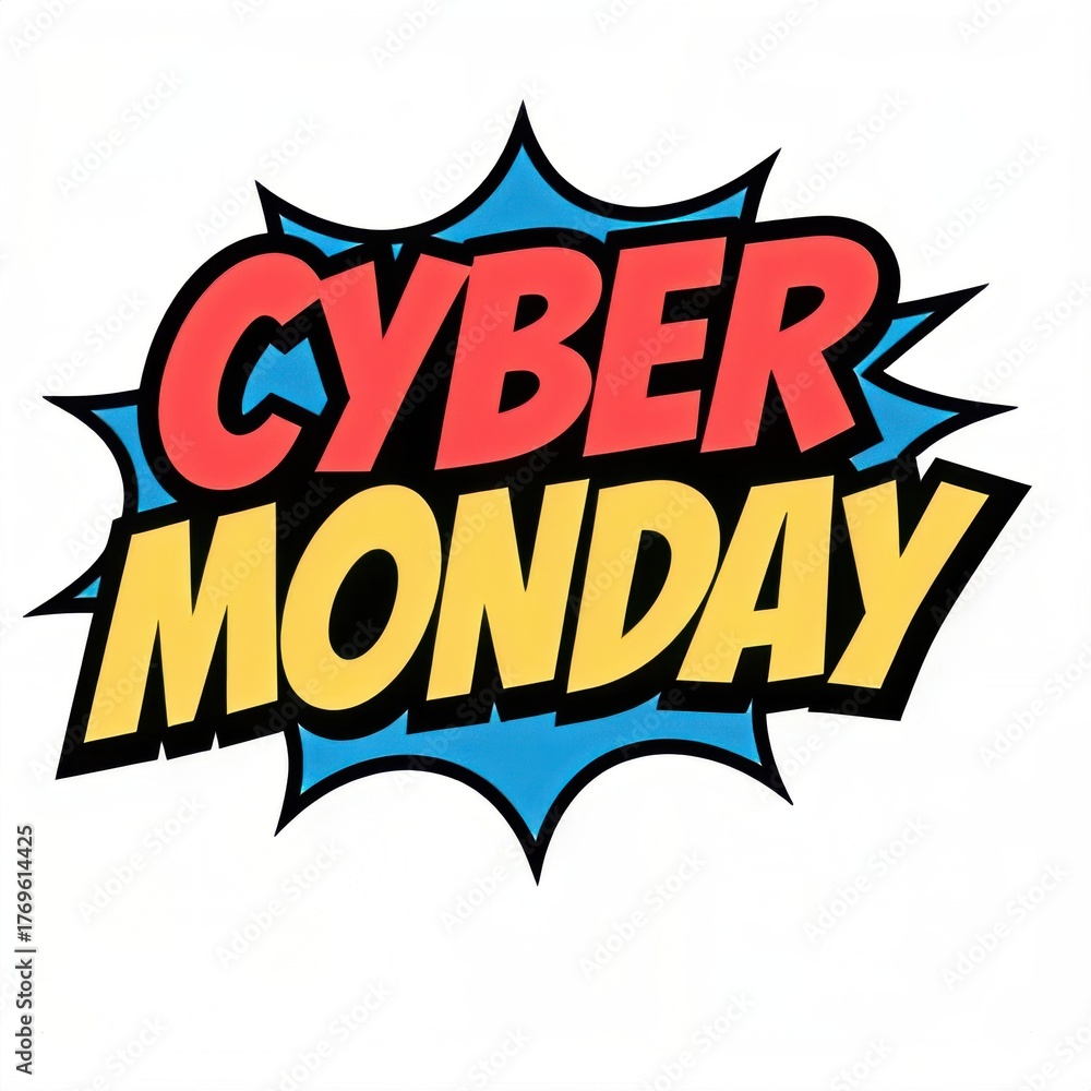 Fototapeta premium Cyber monday graphic promotions online retail digital art vibrant colors eye-catching