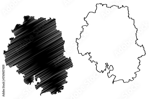 Bangalore Urban district (Karnataka State, Republic of India, Bangalore Division) map vector illustration, scribble sketch Bengaluru Urban map