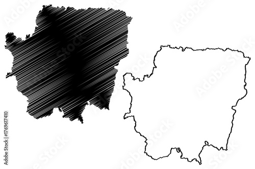 Banka district (Bihar State, Bhagalpur division, Republic of India) map vector illustration, scribble sketch Banka map