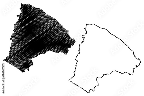 Bankura district (West Bengal State, Republic of India) map vector illustration, scribble sketch Bankura map