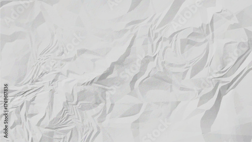 White and Gray Wrinkled Paper Texture – Crumpled Folded Paper Texture Background for Vintage, Grunge, and Minimal Design Projects. Colorful crumple or wrinkled paper texture vector background.