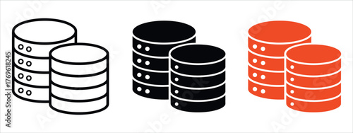 Minimalist Database Icon Vector Symbol. Simple Design Representing Data Storage, Information Management, Server, Technology, and Cloud Computing.