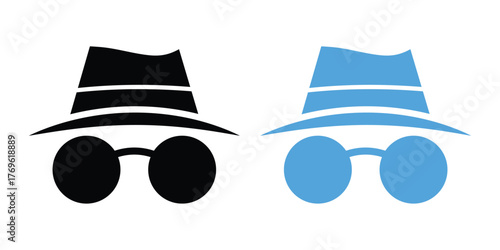 Anonymous Man and Detective Icons in Flat and Line Vector Styles.