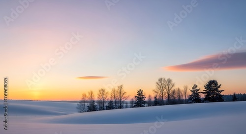 Wallpaper Mural Winters Embrace - A Serene Landscape at Sunset. Torontodigital.ca
