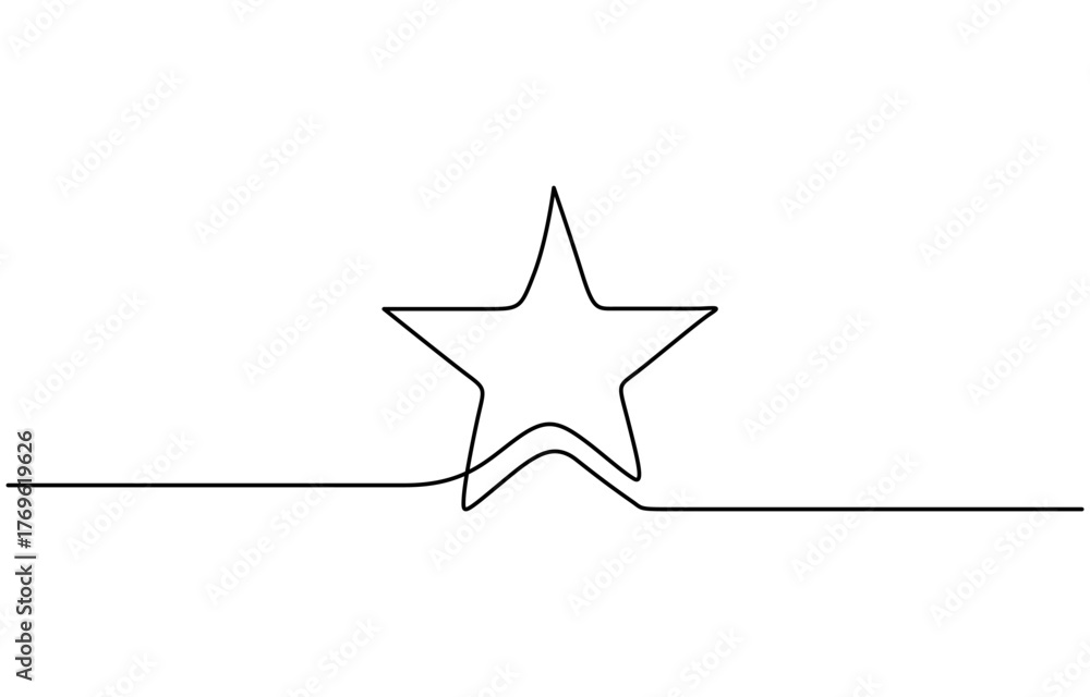 Fototapeta premium Continuous one line drawing of hand draw doodle stars illustration. EPS 10
