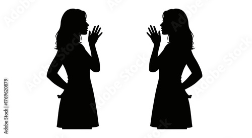 Two women silhouettes facing each other in deep conversation
