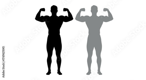 Two muscular male silhouettes demonstrating strength and physical fitness