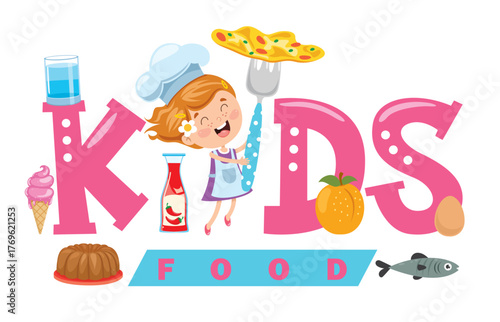 A cheerful kid chef happily preparing food, emphasizing the joy of cooking and nutrition for children. This vibrant image represents creativity and enthusiasm in the kitchen.
