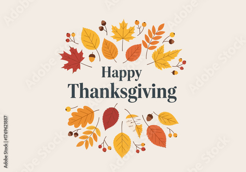 Autumnal Thanksgiving Celebration with Festive Foliage and Warm Greetings