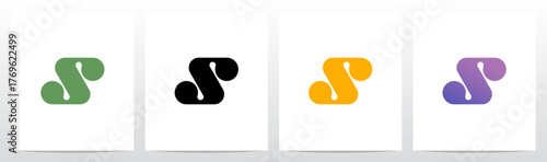 Rounded Rectangle Dots Connected Organic Shape Letter Logo Design S