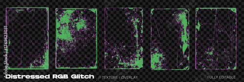 Glitch Halftone Border Texture Overlay – Neon Grunge Screen Effect