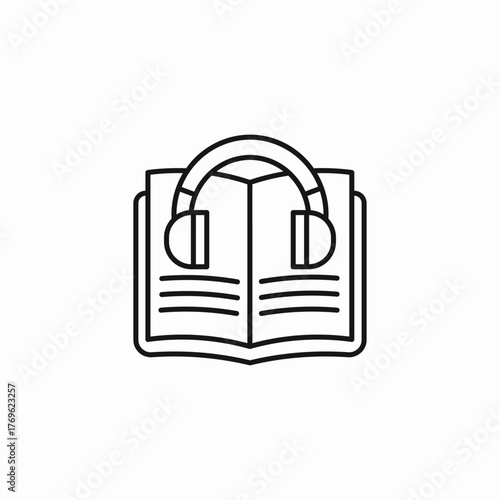 audio book headphones icon sign vector