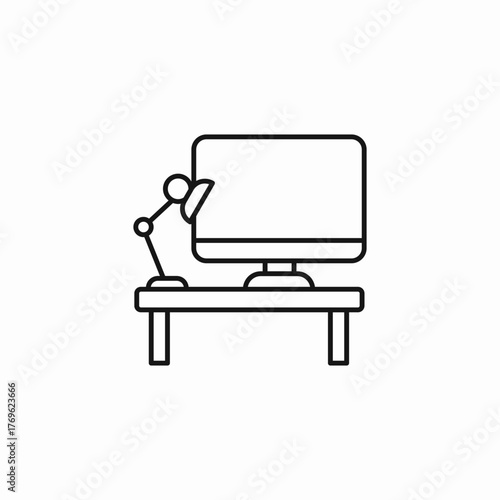 computer desk lamp icon sign vector