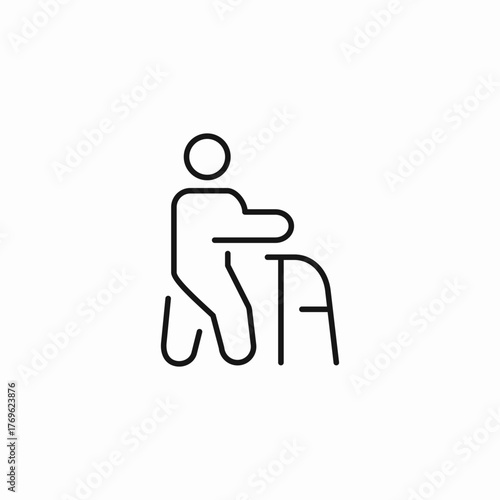 elderly walker assistance icon sign vector