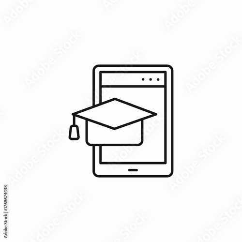 mobile learning graduation icon sign vector