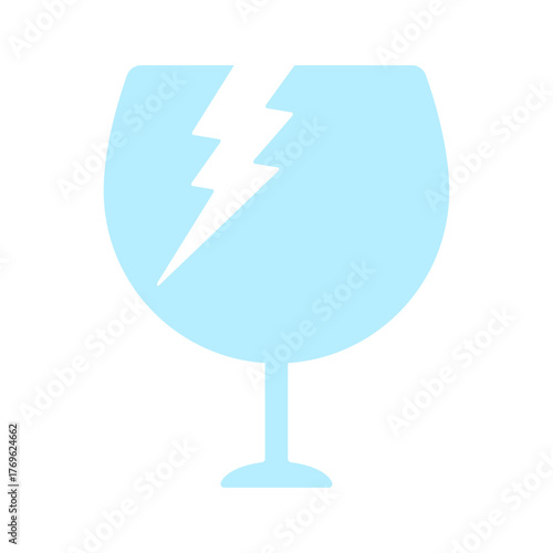 水色の割れてヒビが入ったグラスのアイコン - 壊れ物･ワレモノ注意のマークや不燃ごみのイラスト素材