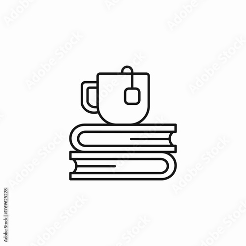 stacked books tea icon sign vector
