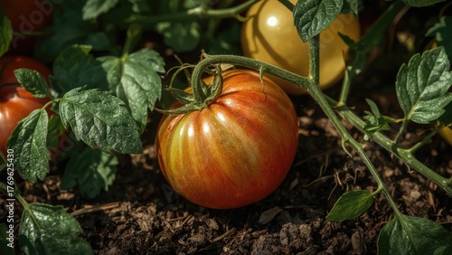 Wallpaper Mural Tomato grape with different colors on it background, food, summer, nature, leaf, fruit, garden, green, vegetables, color Torontodigital.ca