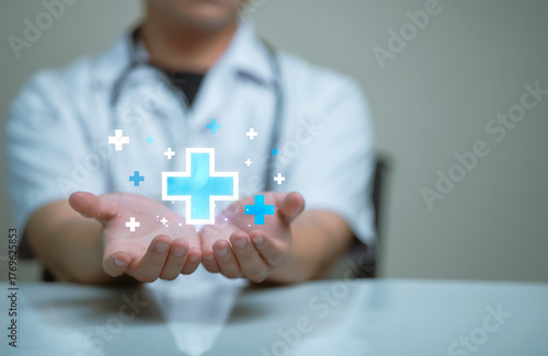 Wallpaper Mural Healthcare Professional Offering Help, healthcare medical icon. Health insurance health concept, consulting support and healthcare advice. Kindness, counseling and medical therapy. Torontodigital.ca