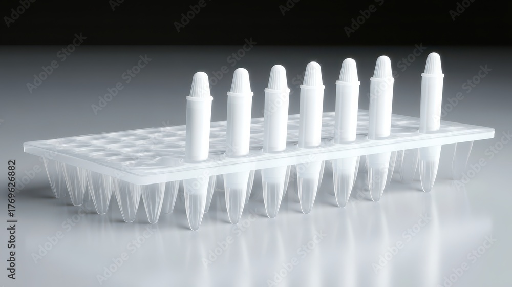 White Sterile Pipette Tips Arranged in a Laboratory Rack