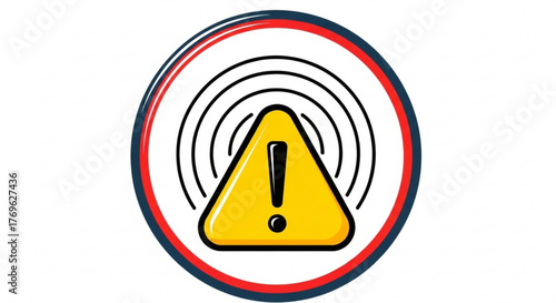 Warning sign with exclamation mark and wireless signal