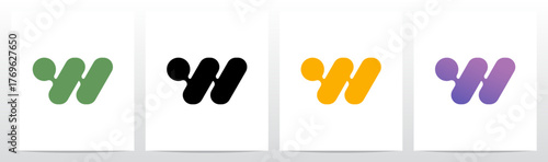 Rounded Rectangle Dots Connected Organic Shape Letter Logo Design W