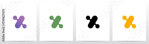 Rounded Rectangle Dots Connected Organic Shape Letter Logo Design X