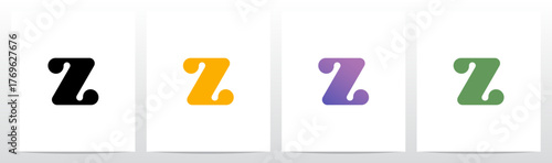 Rounded Rectangle Dots Connected Organic Shape Letter Logo Design Z