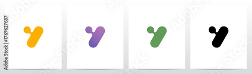 Rounded Rectangle Dots Connected Organic Shape Letter Logo Design Y