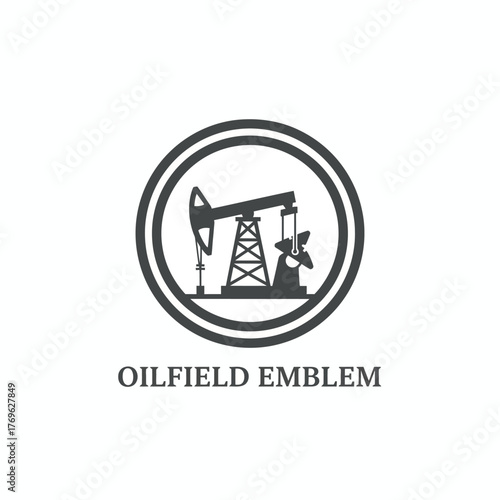 Oilfield Emblem Pump Jack Circle Logo