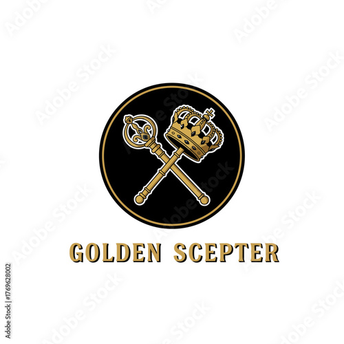 Royal Golden Scepter and Crown Logo