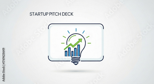 Startup pitch deck with growing graph inside